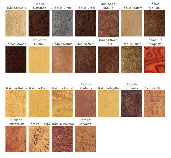 Rádicas acero castanho cinza mogno myrtha natural