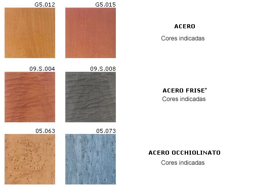 Lâmina tingida Acero frise occhiolinato