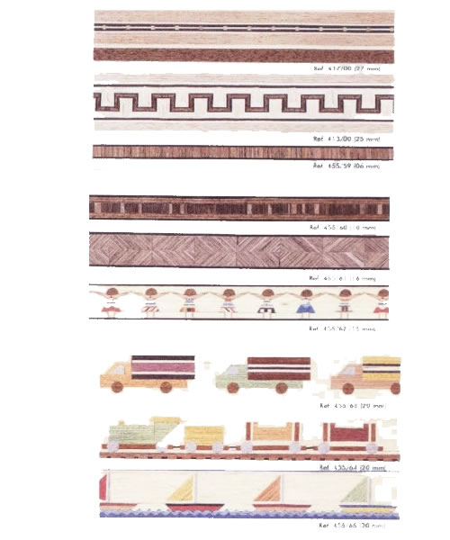 Lâminas de marchetaria em linha